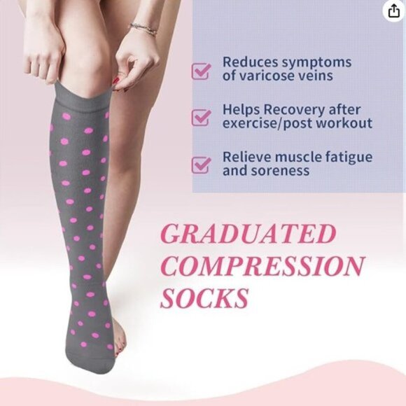Graduated Compression Socks Paw Prints Size S/M for nursing, running, travel - Picture 4 of 5